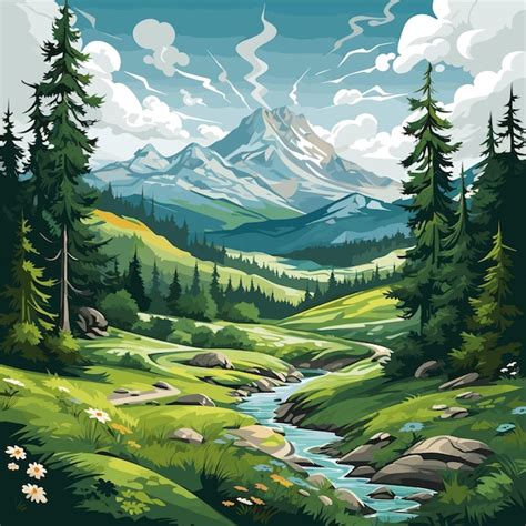 Green forest landscape with mountain background | Premium AI-generated ...