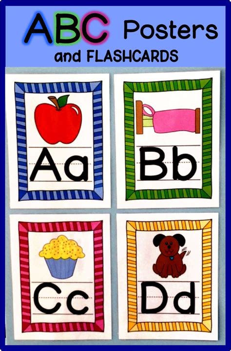 the abc posters and flashcards are all in different colors