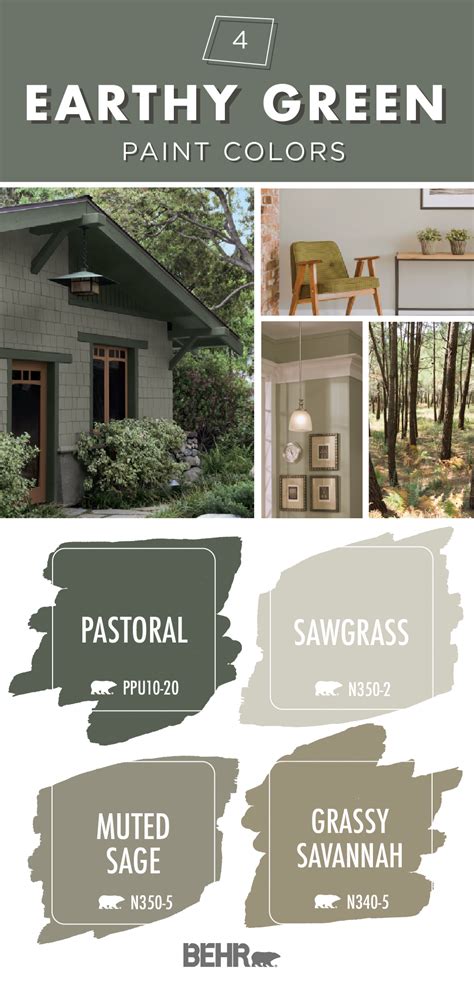 Earthy Greens Color Palette | Colorfully BEHR | Exterior paint colors ...