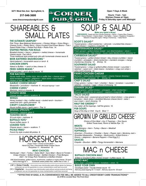 Menu | The Corner Pub & Grill