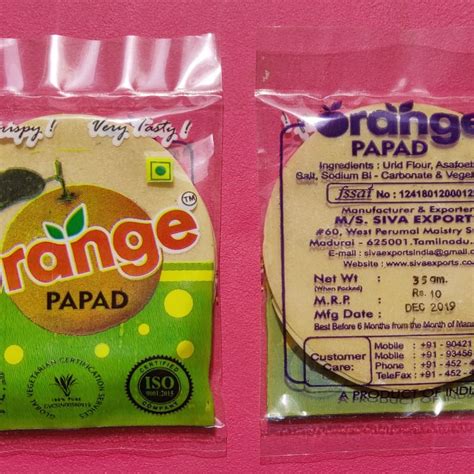 Orange Appalam - Best Appalam-Papad Brand in Madurai, Tamilnadu, India ...