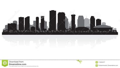 New Orleans City Skyline Silhouette Stock Vector - Illustration of lake ...