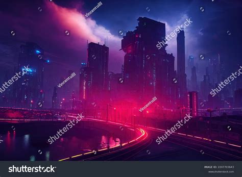 Cyberpunk City Future City Neon Signs Stock Illustration 2207703643 ...