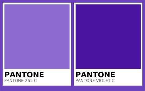 Color PANTONE 265 C vs PANTONE Violet C Side By Side