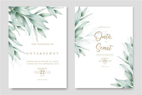 watercolor eucalyptus wedding invitation card 21069651 Vector Art at ...