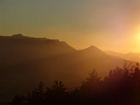 Gambar : horison, gunung, matahari terbit, matahari terbenam, kabut ...