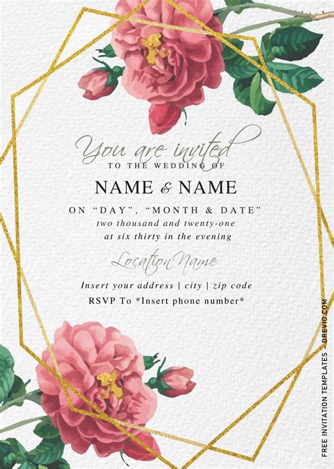 Free Botanical Floral Wedding Invitation Templates For Word | Download ...