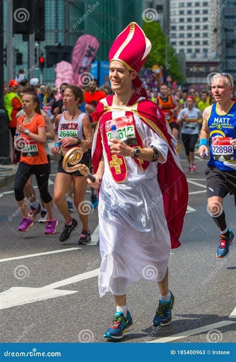 Happy Marathon Runner in Funny Costume Cheering by Public. Charity ...