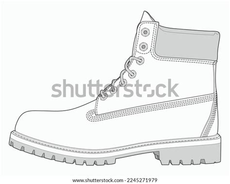 Boot Outline Vector Drawing Black Lines Stock Vector (Royalty Free ...