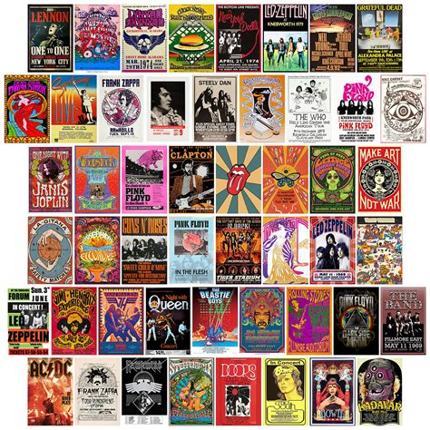 Buy Album Covers Vintage Rock Wall Collage Kit Aesthetic Pictures 50 ...