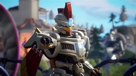 The Fortnite Season 9 skins feature an aggressive robot chicken