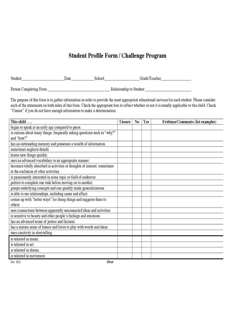 Student Profile Form - 2 Free Templates in PDF, Word, Excel Download