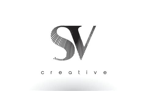 SV Logo Design With Multiple Lines and Black and White Colors. 5037765 ...