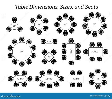 Round, Oval, and Rectangular Table Dimensions, Sizes, and Seating ...