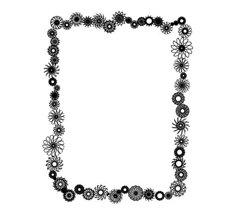 Transparent Flower Border Black And White