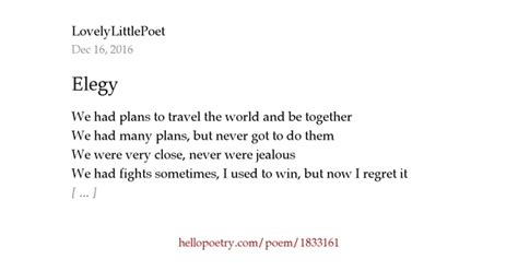 Elegy by LovelyLittlePoet - Hello Poetry