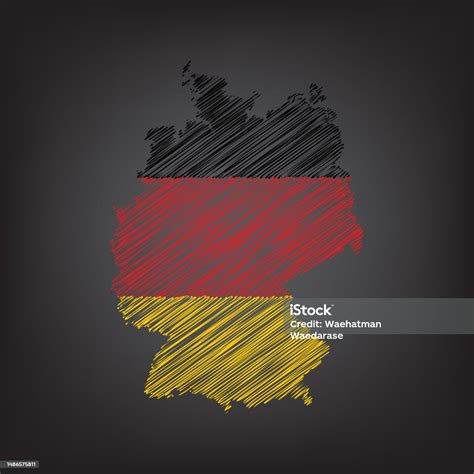 Peta Coretan Jerman Sketsa Warna Peta Negara Untuk Infografis Brosur ...