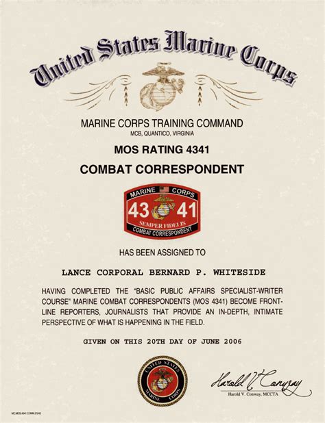 USMC MOS 4341 Combat Correspondent