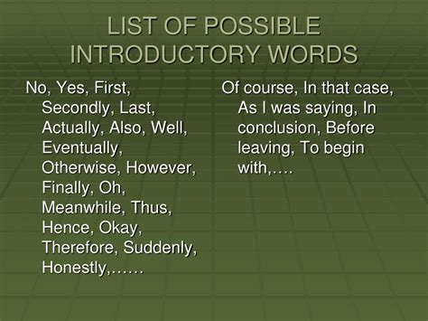 Introductory Words