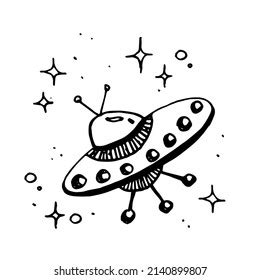 Spaceship Doodle Vector Illustration Stock Vector (Royalty Free ...