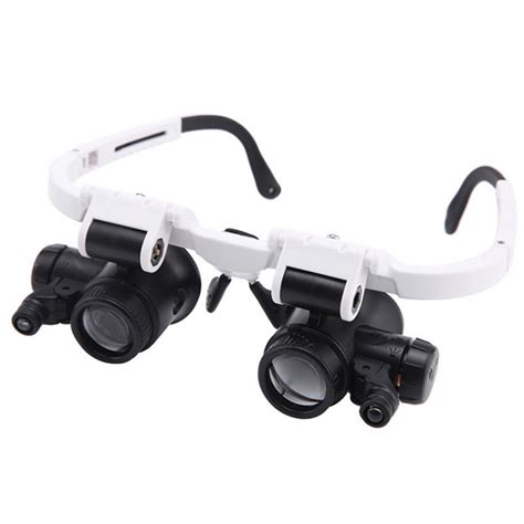 LED Head-Wearing Magnifier Glasses with 8X/15X/23X Lens for Reading and ...