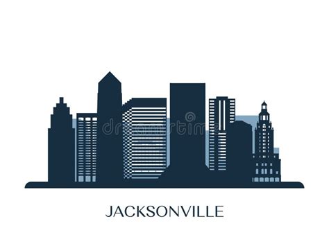 Jacksonville Skyline, Monochrome Silhouette. Stock Vector ...