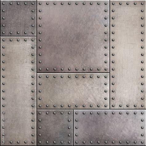 Rusty metal plates with rivets seamless background or texture Stock ...