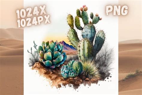 Watercolor Desert Cactus Illustration Graphic by Dremari Graphics ...