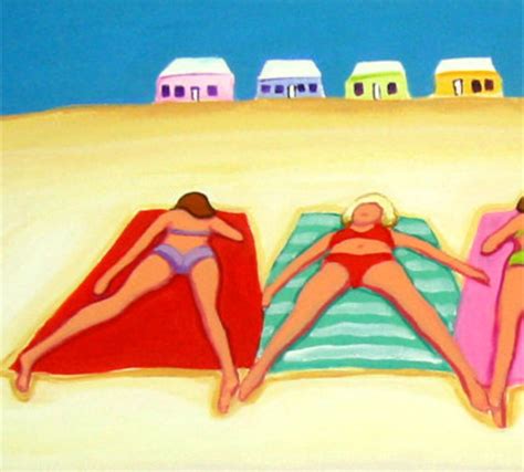 Whimsical Beach Art Women Beach Colorful Cottages Seascape - Etsy