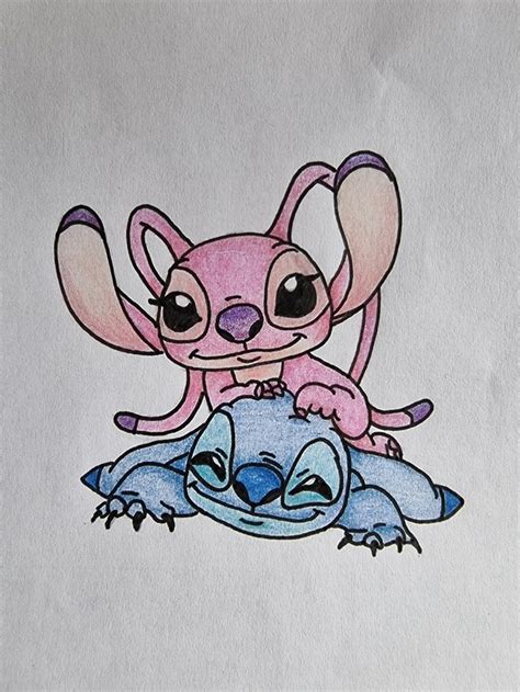 Stitch & Angel @melons_drawings_ | Disney schizzi, Dipinti disney, Disegni