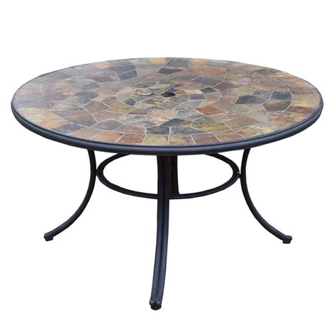 Black Stone Slate Round Outdoor 42 inch Patio Deep Seating Dining Table ...