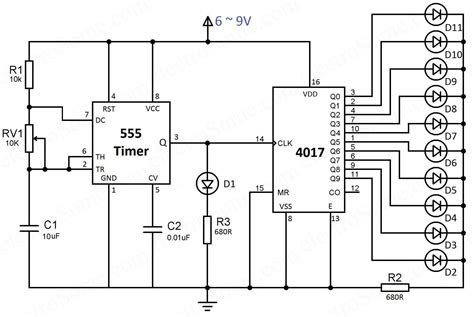 Flashing Led Using 555 Timer Circuit Diagram