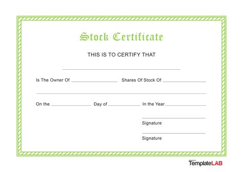 Editable Stock Certificate Template