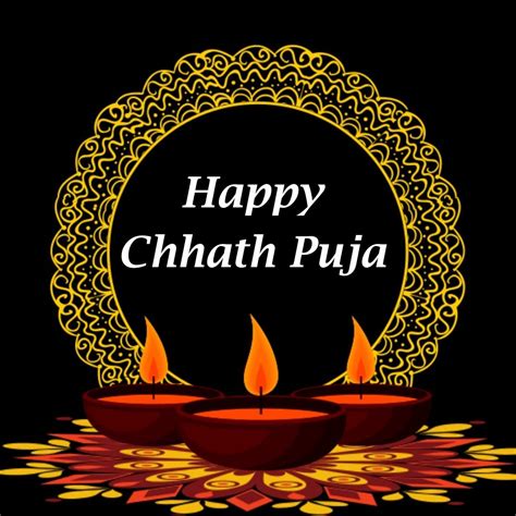 happy chhath puja greeting card with two lit candles in front of a ...