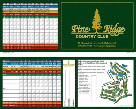 Scorecard/Course Layout | Pine Ridge Country Club