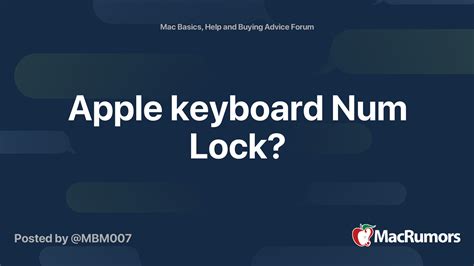 Apple keyboard Num Lock? | MacRumors Forums