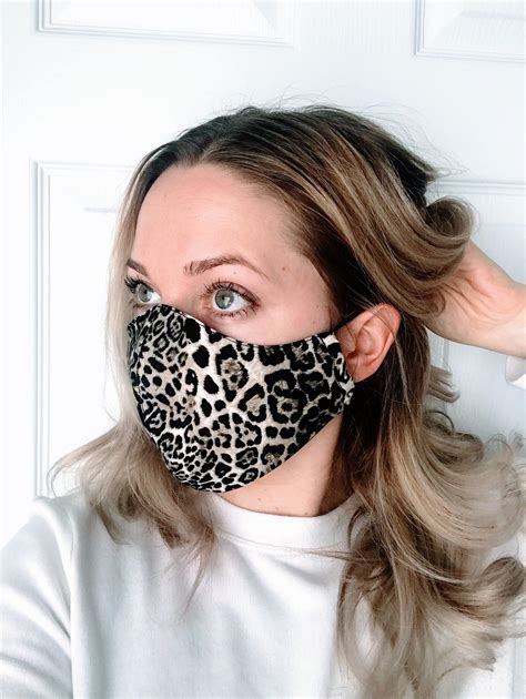 Classic Leopard Print Mask 2 ply Fabric Contour Face Mask for | Etsy