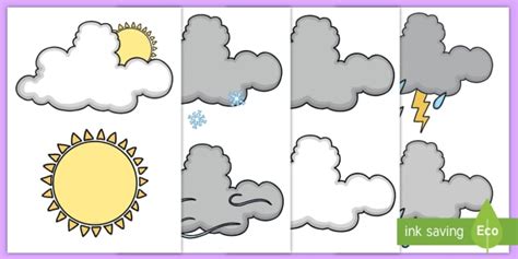 Printable Weather Chart Symbol Cut-Outs - Teaching Resources