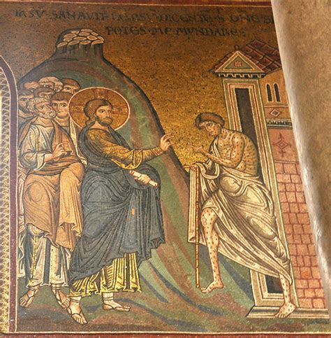 Jesus Heals the Leper: Mosaic in Monreale Cathedral