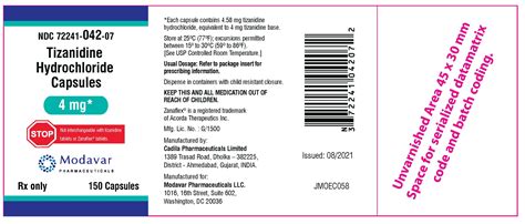 Tizanidine Capsules: Package Insert - Drugs.com