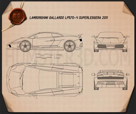 Lamborghini blueprint Download - Hum3D