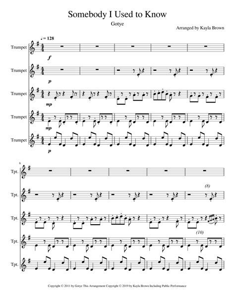 Somebody I Used to Know Sheet music for Trumpet | Download free in PDF ...