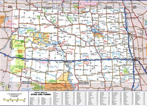 Large detailed roads and highways map of North Dakota state with cities ...