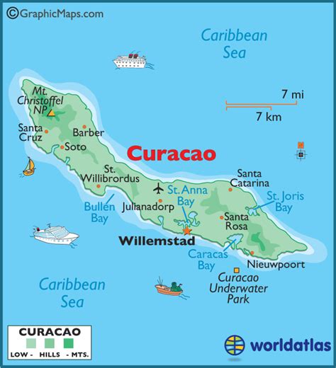 Large Curacao Map by World Atlas