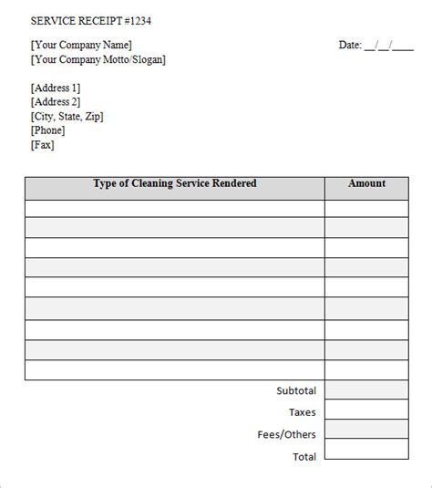 Service Receipt Templates | 14+ Free Word, Excel & PDF Formats, Samples ...