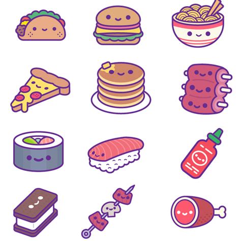 Kawaii Food Party iOS Stickers #JapaneseFood | Kawaii drawings, Kawaii ...