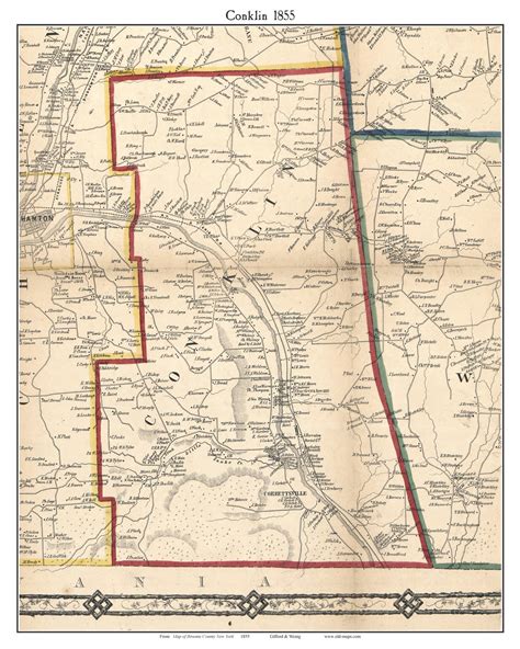 Conklin, New York 1855 Old Town Map Custom Print - Broome Co. - OLD MAPS