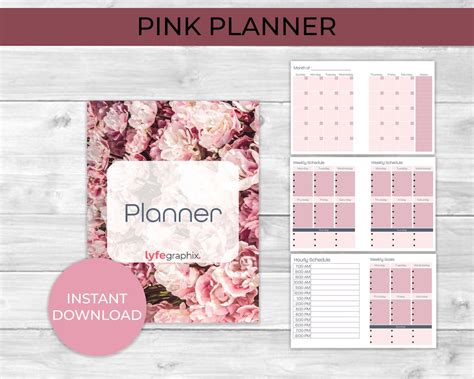 Planner Pink Printable Digital Planner Undated Planner - Etsy