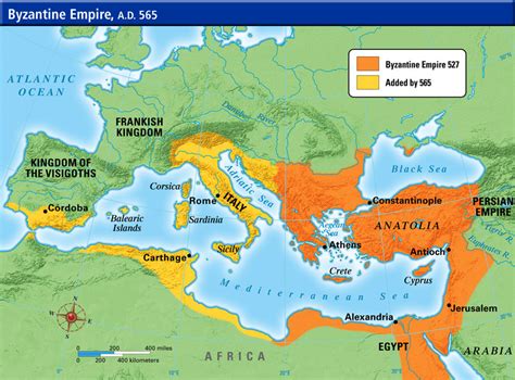 Byzantine Empire Map (At its height & Over time) 2024