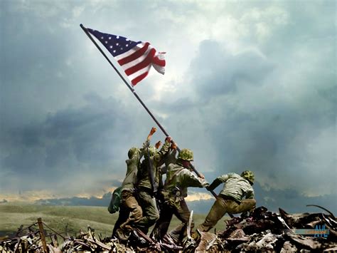 Colorized photo of US Marines raising the U.S. flag on Mount Suribachi ...